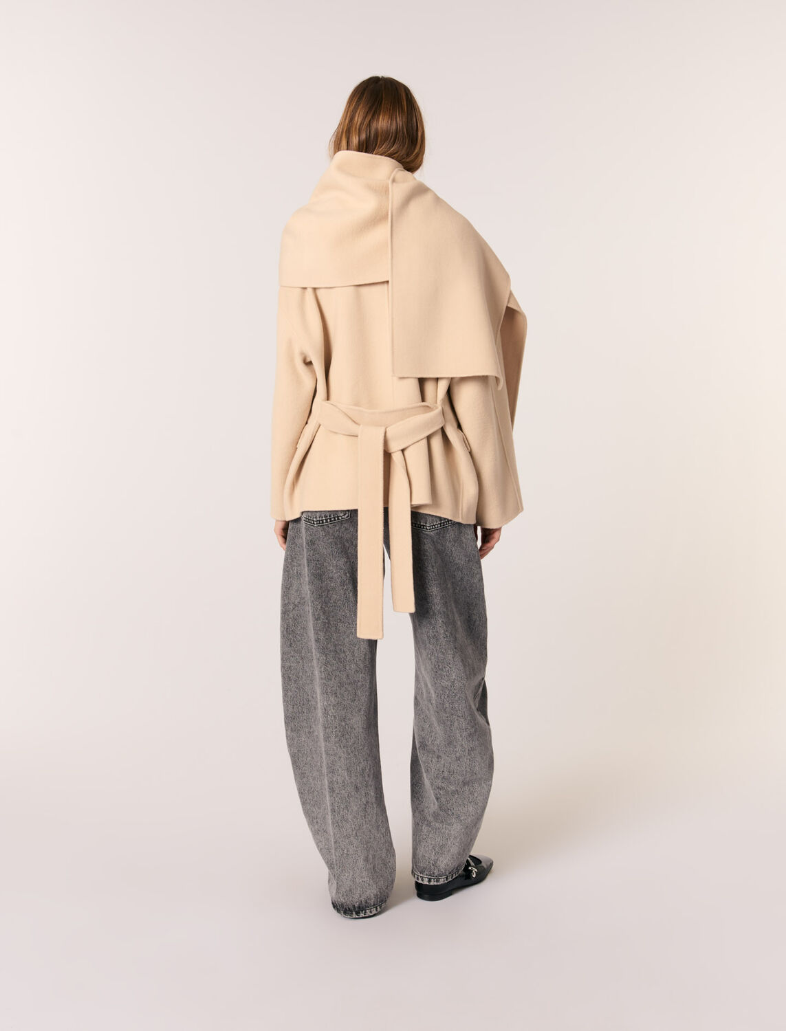 Double-faced coat with scarf - Coats - MAJE