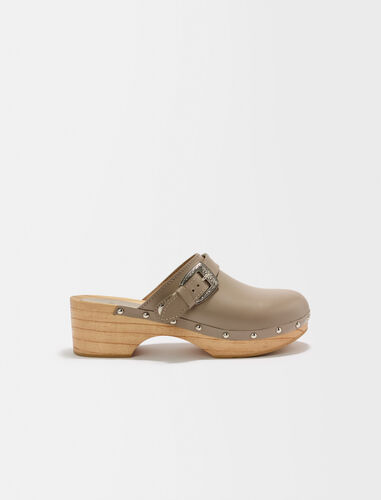 Leather clogs : Sling-Back & Sandals color Mink