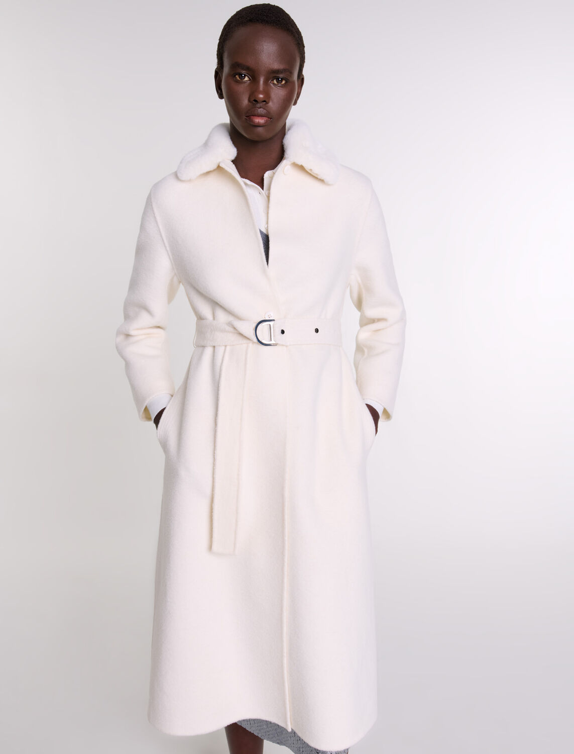 Wool coat with removable collar : Coats color 