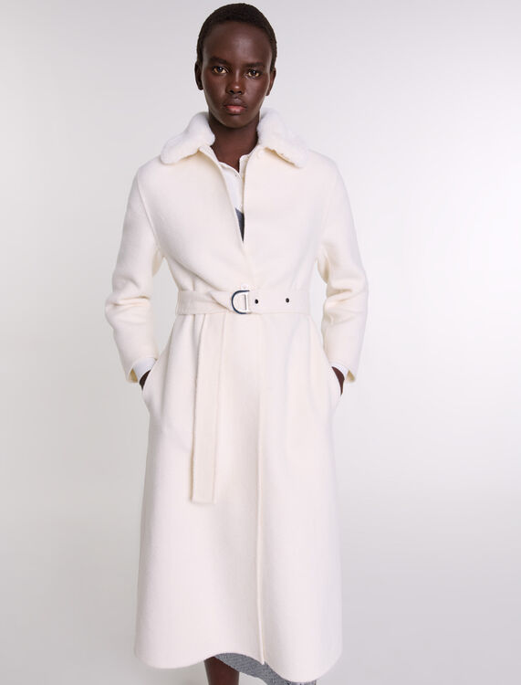 Wool coat with removable collar - Coats - MAJE
