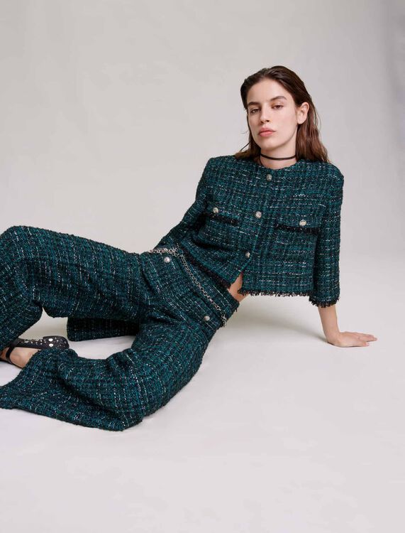 Wide-leg tweed trousers - Trousers & Jeans - MAJE