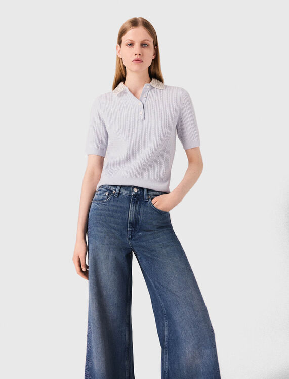 Removable collar knit polo shirt - Sweaters & Cardigans - MAJE