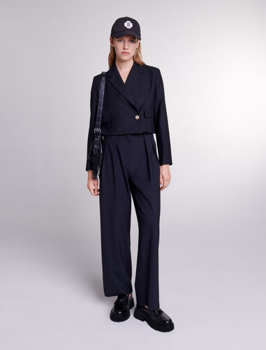 Short straight-fit jacket : Blazers & Jackets color Black