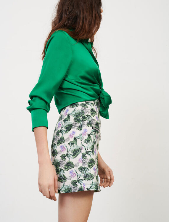 Printed linen viscose skirt with zip - Skirts & Shorts - MAJE