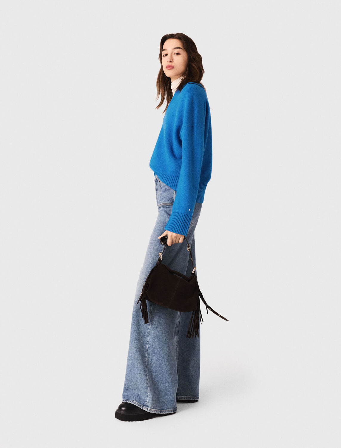 Open polo collar cardigan - Sweaters & Cardigans - MAJE