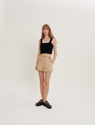 Knitted crop top with straps : Tops color Black