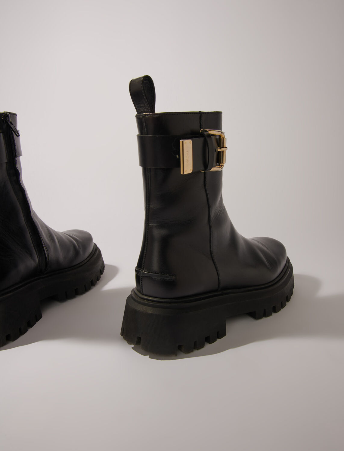 Leather ankle boots with buckles : Booties & Boots color 