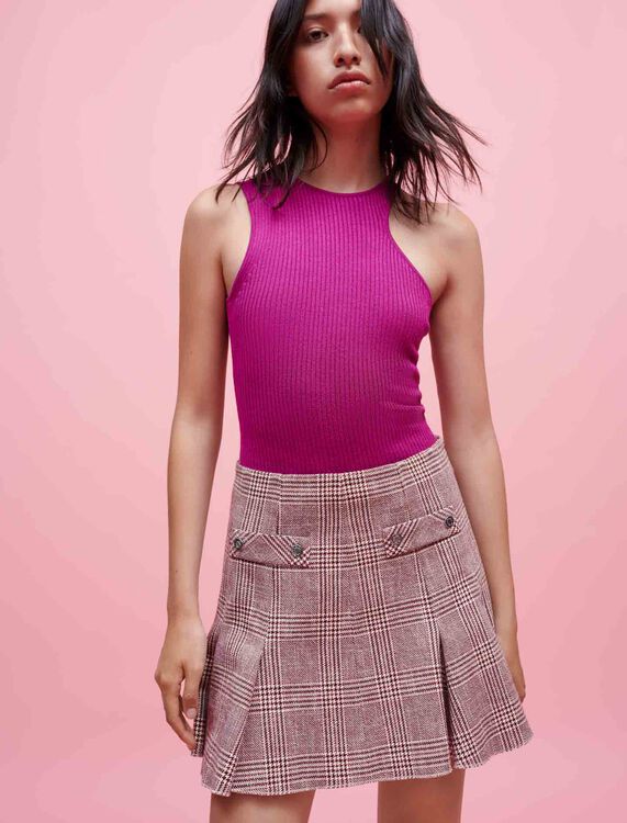 Checked skirt with loose pleats - Skirts & Shorts - MAJE