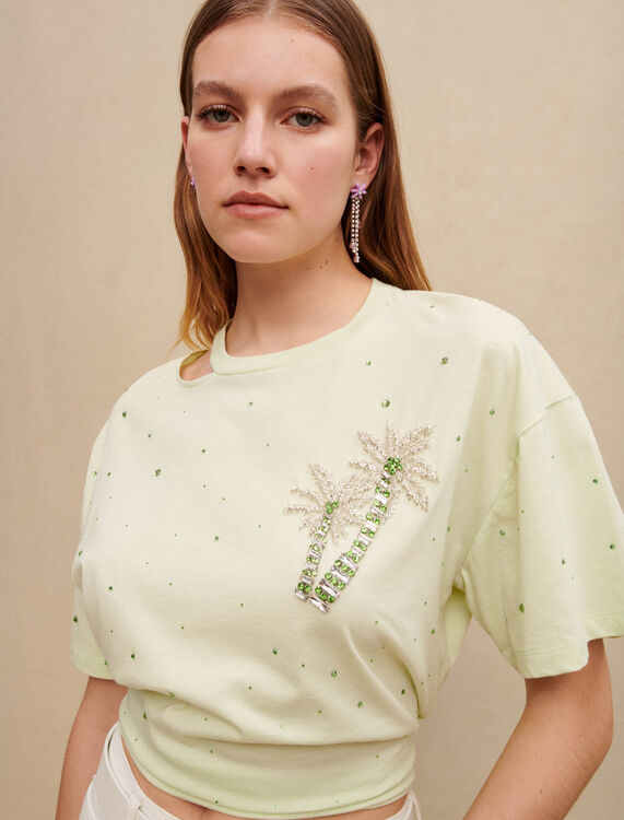 T-shirt with crystal palm trees - View All - MAJE