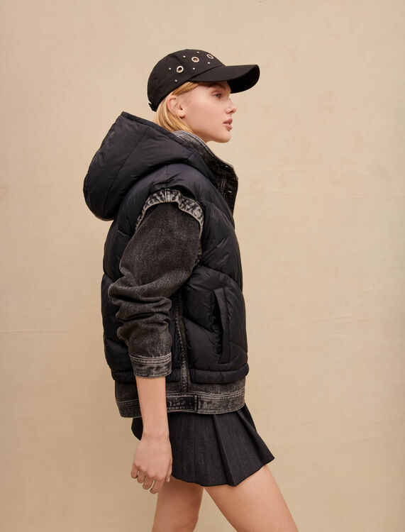 Black bi-material jacket - Blazers - MAJE