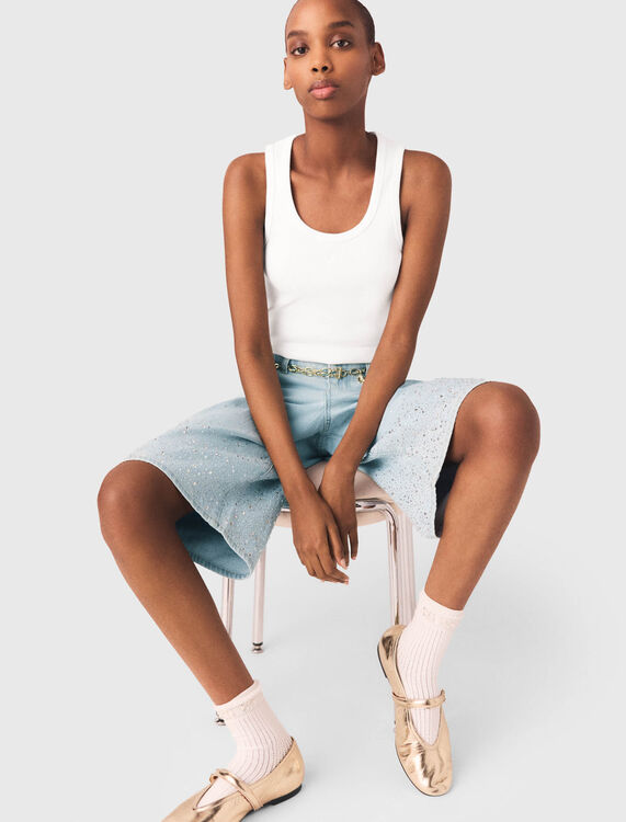 Rhinestone Bermuda shorts - Skirts & Shorts - MAJE