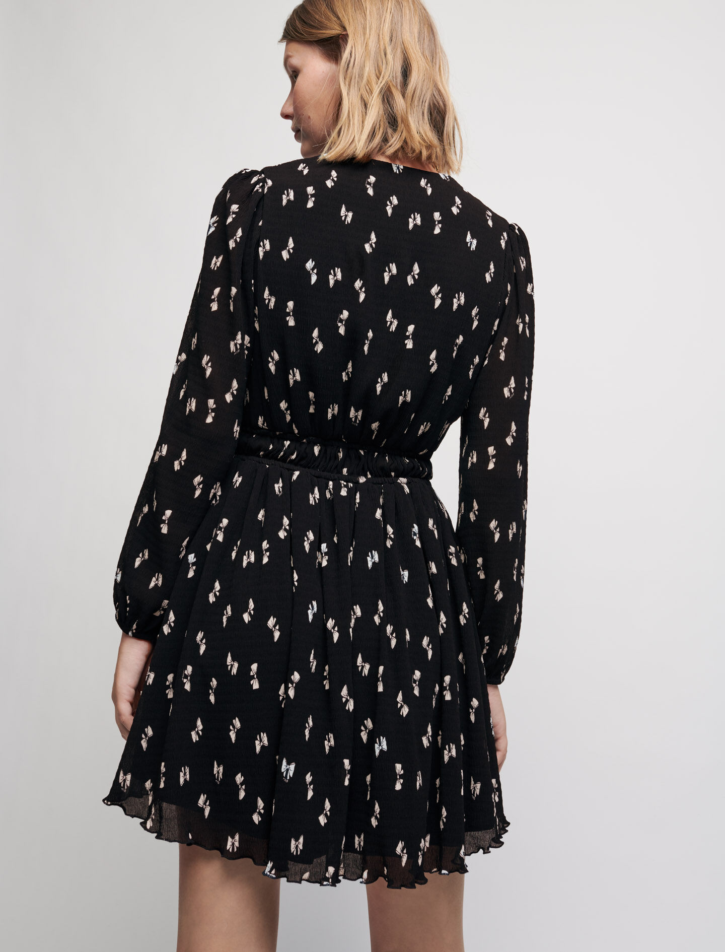 maje printed dress with pleated skirt