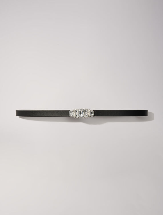 Slim rhinestone belt : Belts color Black