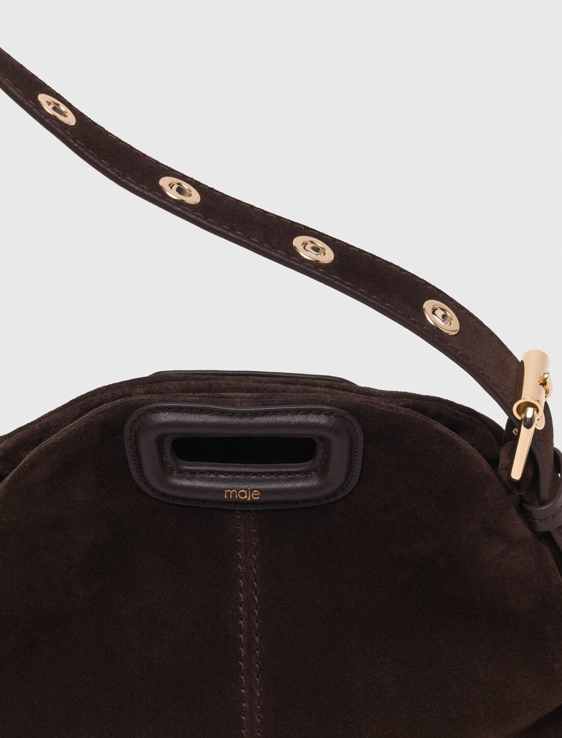 Suede leather Miss M Mini bag : M Bag color Dark brown