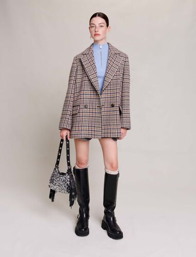 Short checked jacket : Blazers & Jackets color Beige