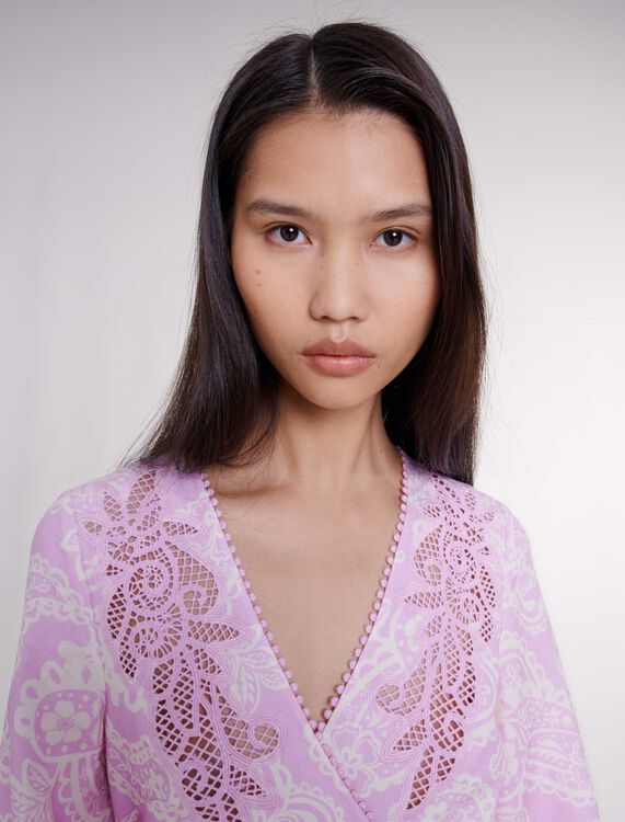 Patterned linen wrap dress - High Summer x Jiayi Li - MAJE