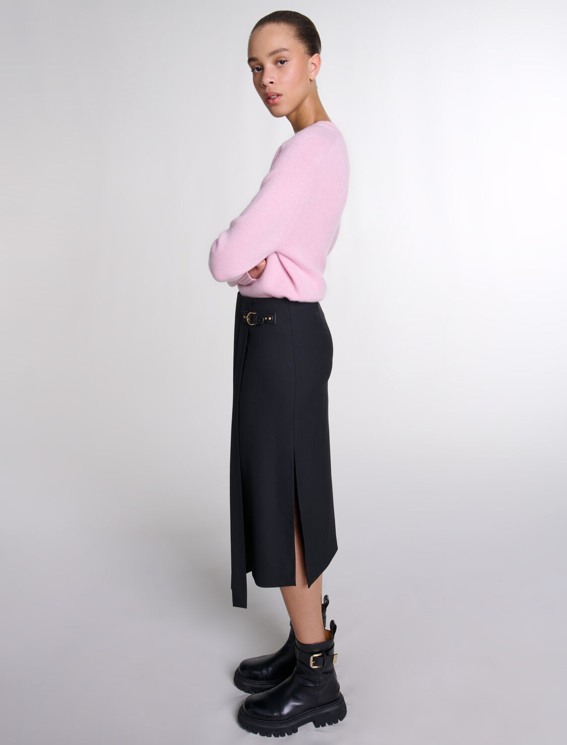 Asymmetrical long pleated skirt : Fall-Winter Collection color 