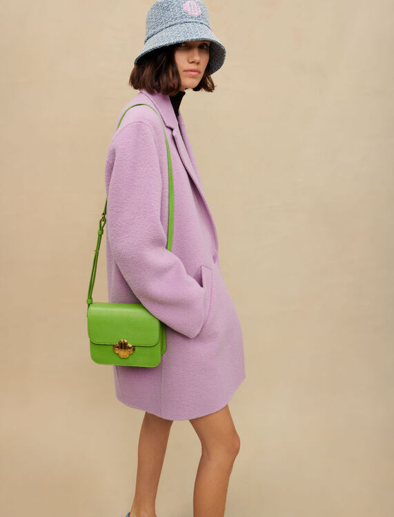 Mauve double-sided bouclé coat -  - MAJE