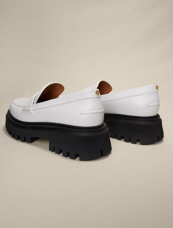 Leather platform loafers : Sling-Back & Sandals color White