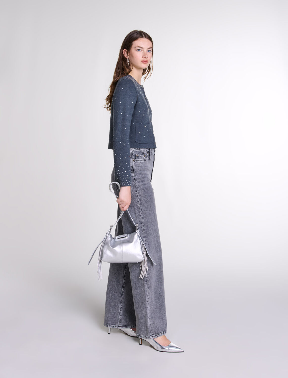 Knitted jumper with rhinestones - Fall-Winter Collection - MAJE