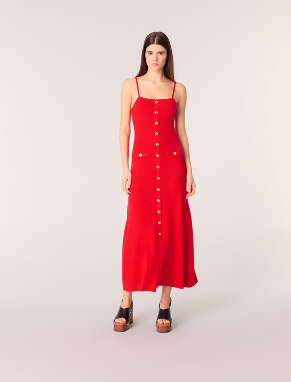 Rib knit maxi dress : Dresses color Red