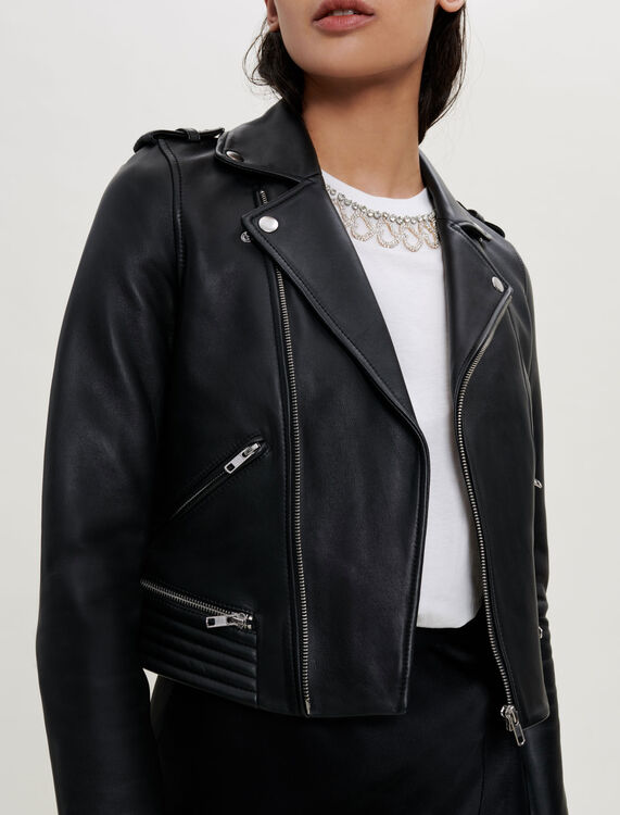 翻驳领机车夹克 : Coats & Jackets 顏色 黑色/BLACK