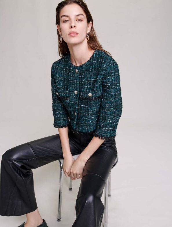 Short tweed jacket : Blazers & Jackets color Bottle Green