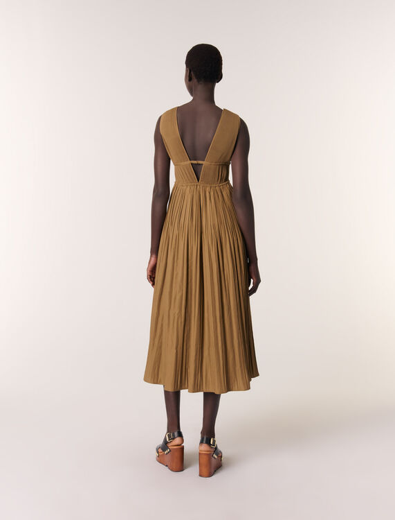 Jewellery neckline pleated dress - Dresses - MAJE