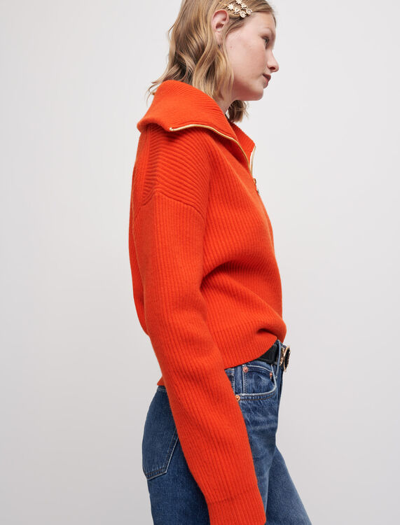 100% wool pullover with half-zip collar - Cardigans & Sweaters - MAJE