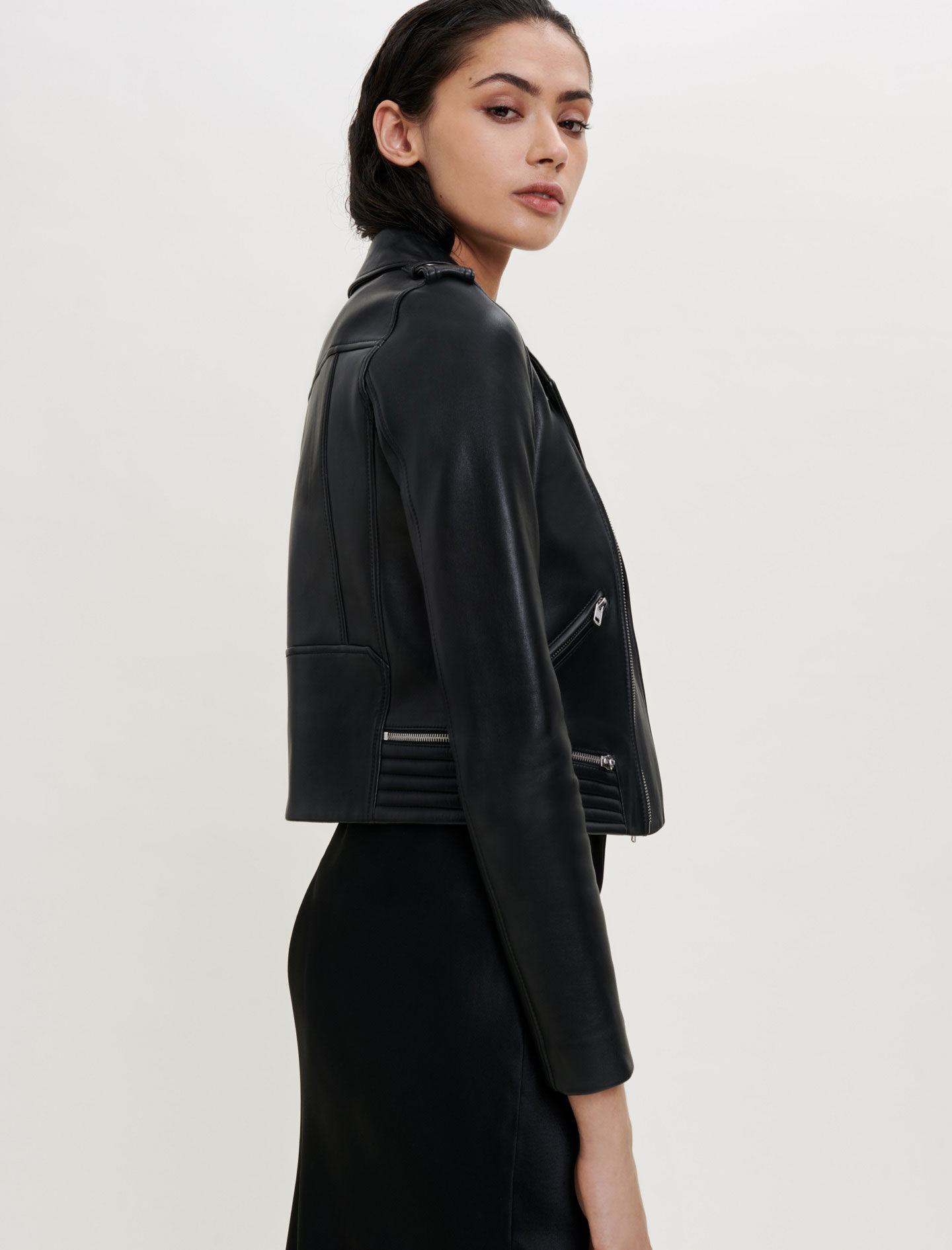 Maje biker leather jacket clearance