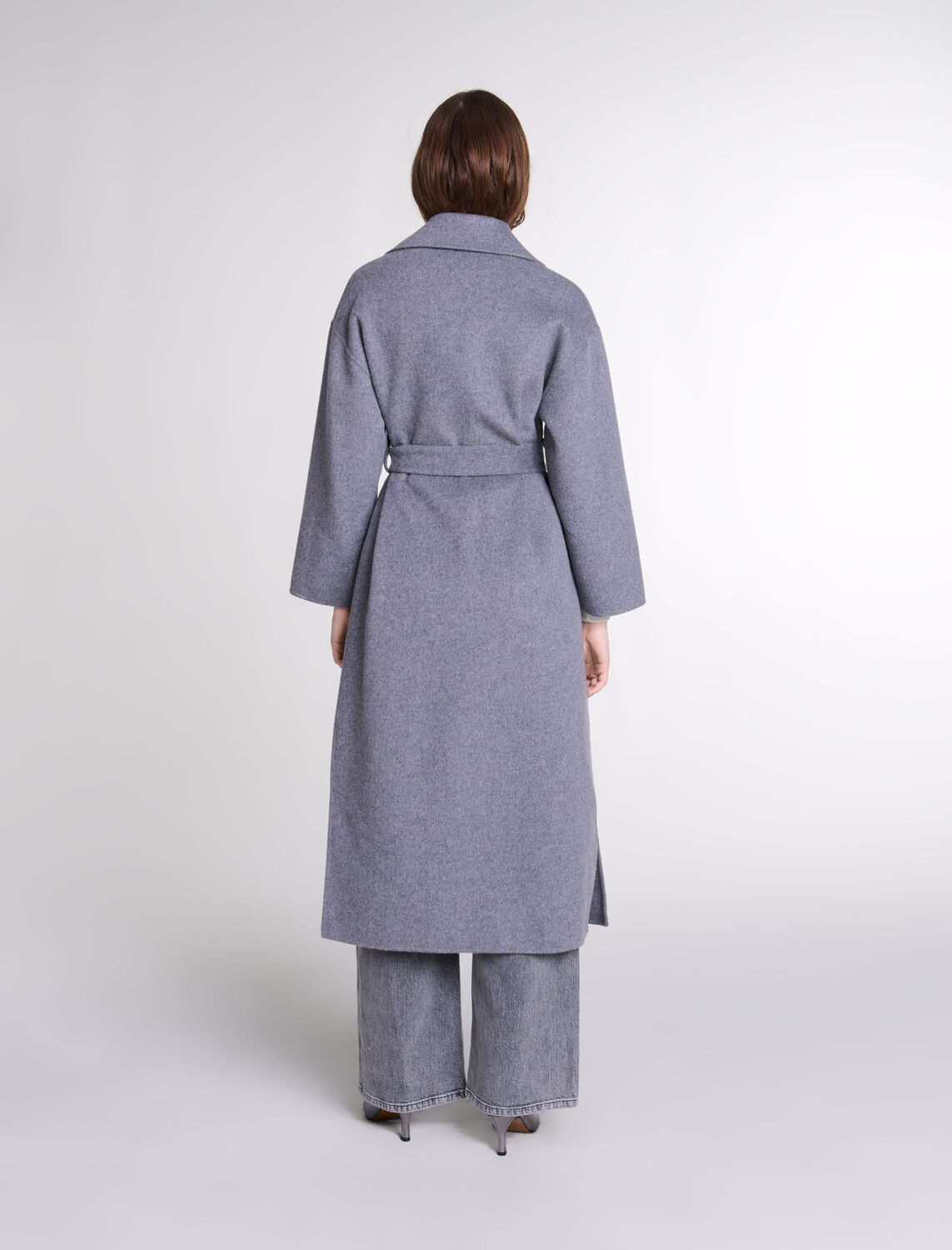 Long double-faced coat with belt - Fall-Winter Collection - MAJE