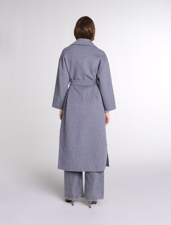 Long double-faced coat with belt - Fall-Winter Collection - MAJE