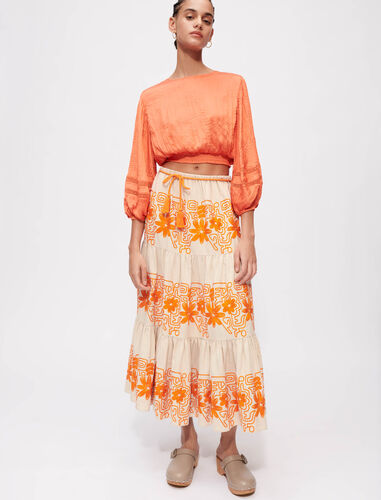 Fully embroidered skirt : Skirts & Shorts color Orange