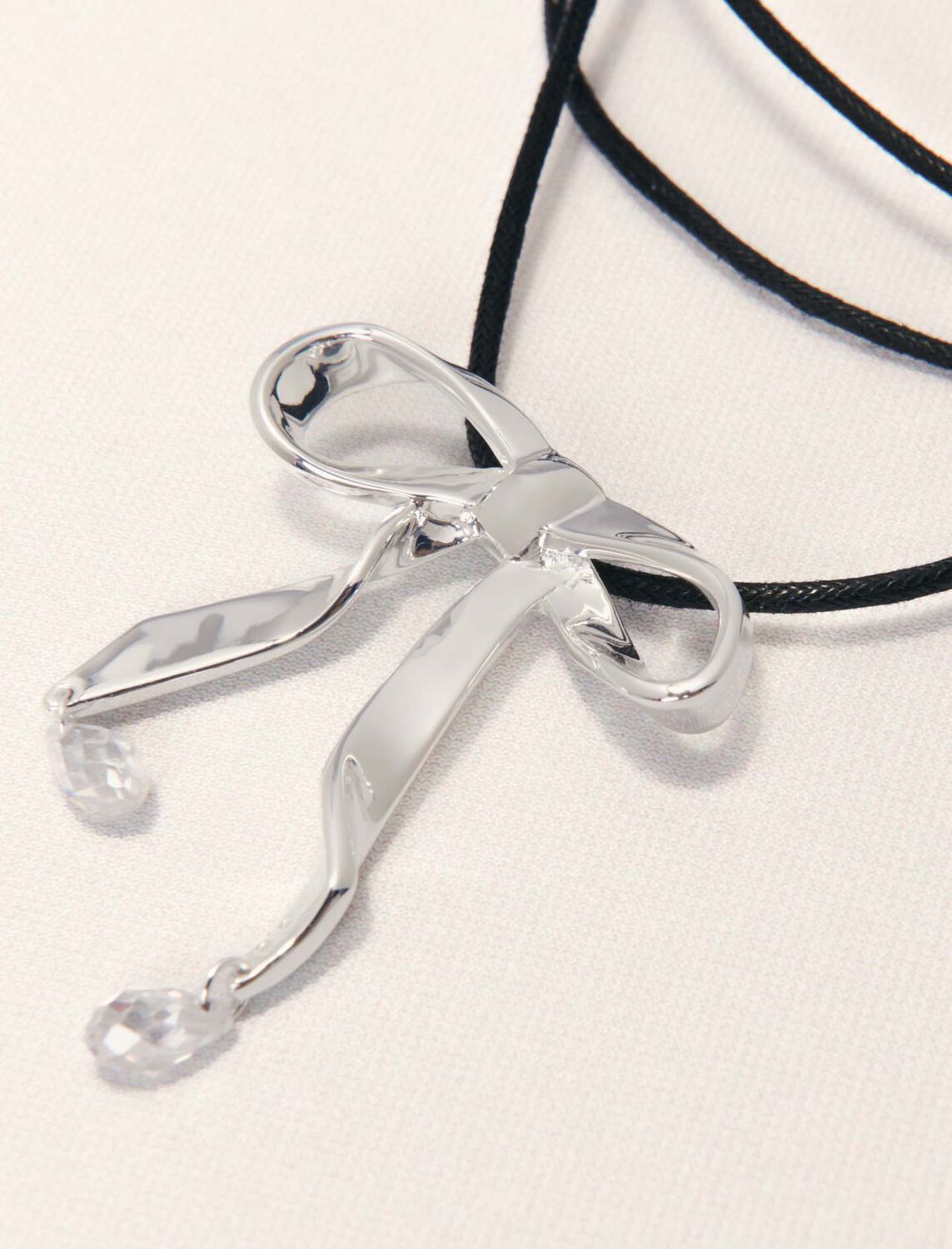 Silver bow necklace -  - MAJE