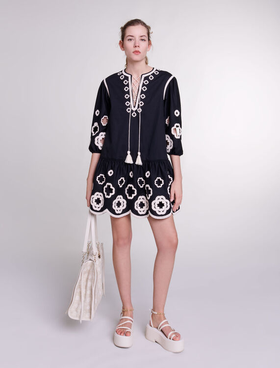 Short embroidered tunic dress -  - MAJE