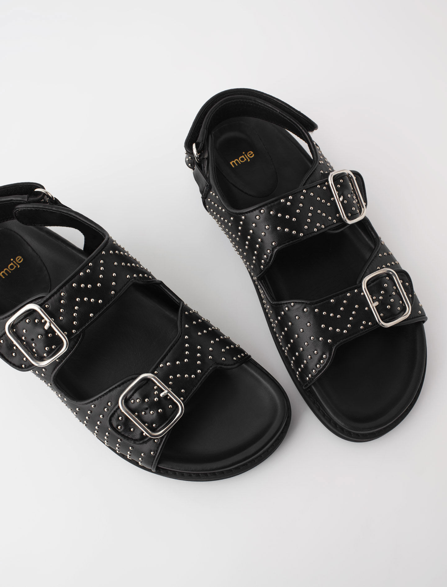 black flat sandals with studs