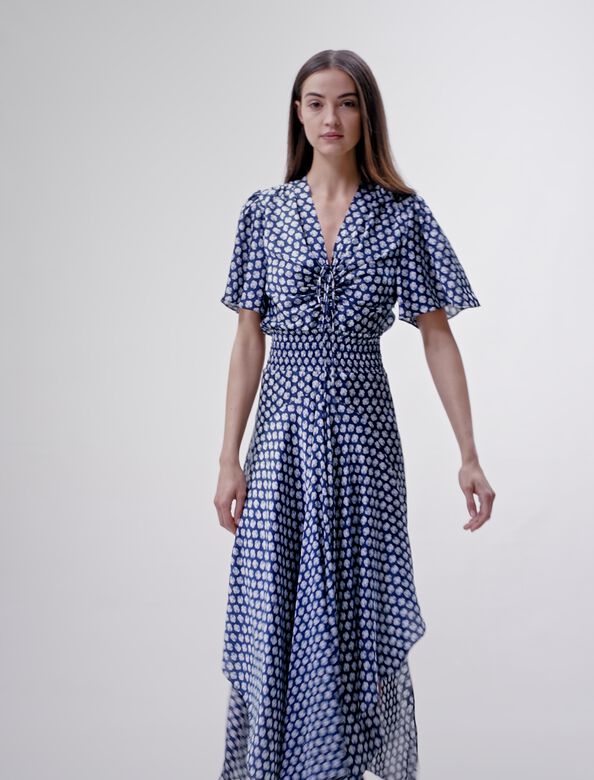 Patterned maxi dress : Dresses color Clover navy/ecru