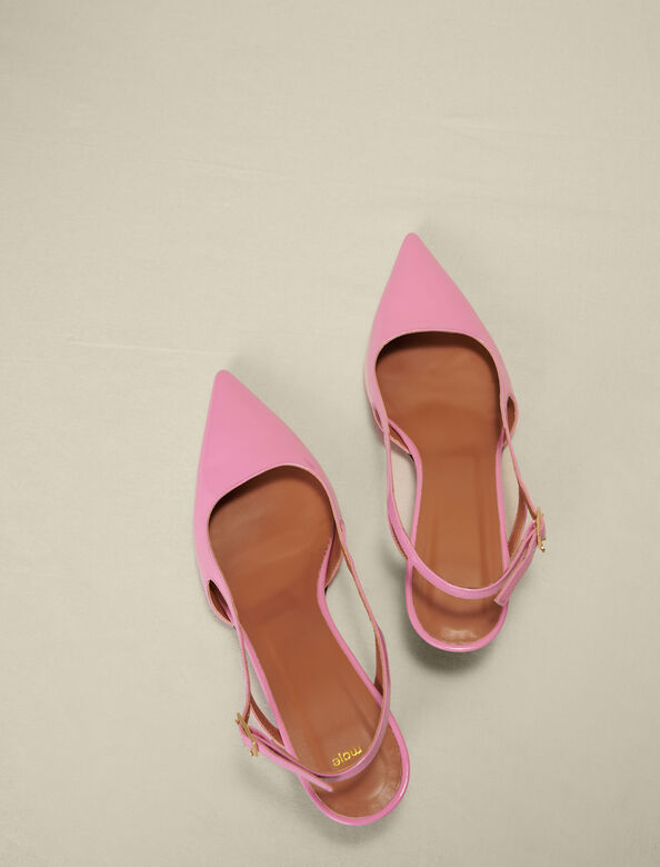 Lacquered pink heels : Sling-Back & Sandals color Pink