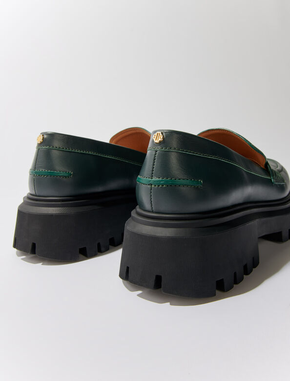 Leather platform loafers : Sling-Back & Sandals color White
