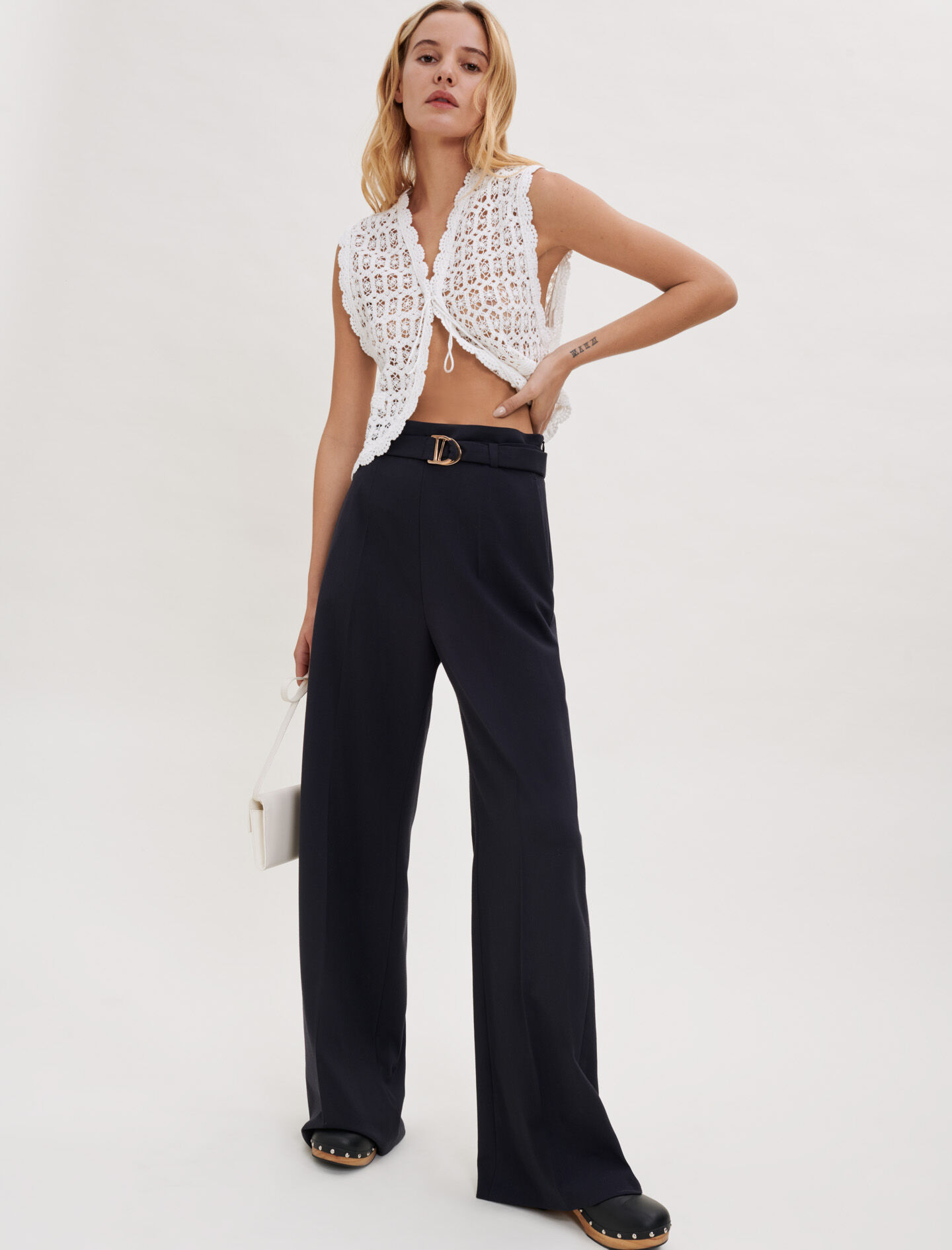wide leg high waisted trousers