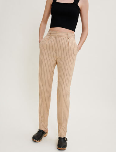 Striped trousers : Trousers & Jeans color Beige