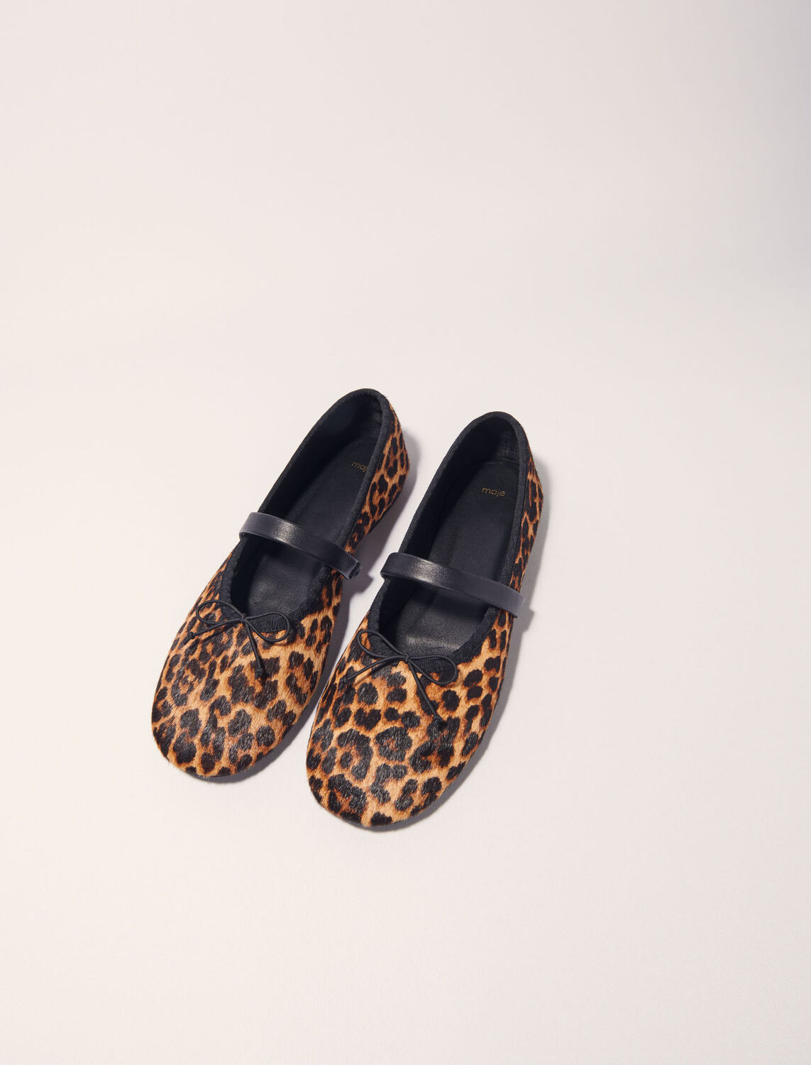 Leopard-effect leather ballet flats - Sling-Back & Sandals - MAJE
