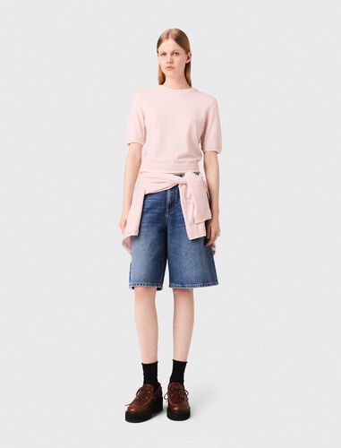 100% wool short-sleeve jumper : Sweaters & Cardigans color Pink