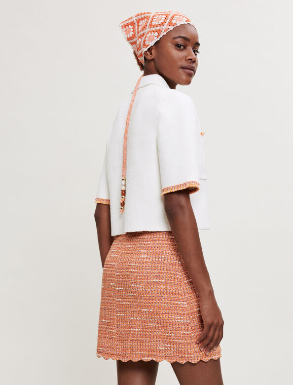 Tweed skirt with braided trim : Skirts & Shorts color Orange