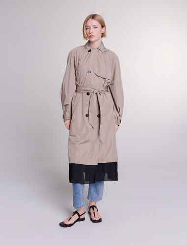 Contrast trench coat : Coats color Mole