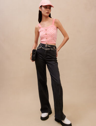 Printed knit top : Tops color Pink