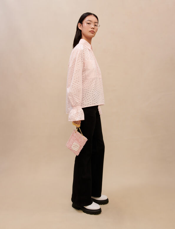 Pink broderie anglaise shirt : Lunar New Year color Pink