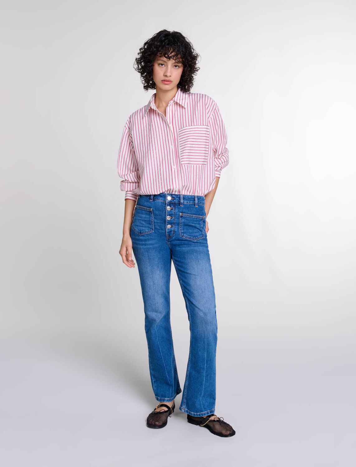 Striped rhinestone shirt - Fall-Winter Collection - MAJE