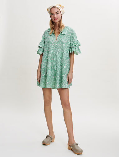 Embroidered cotton dress : Dresses color Light green