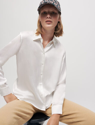 Silk satin shirt : Shirts color White